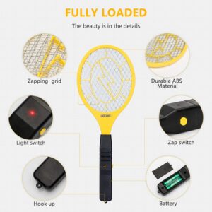 Electric Fly Swatter Racket - Indoor Bug Zapper for Home, Mosquito Killer, Fly Zapper, Pest Control, Gnat Killer, Bug Catcher, Insect Killer - Outdoor & Indoor Use 2-Pack