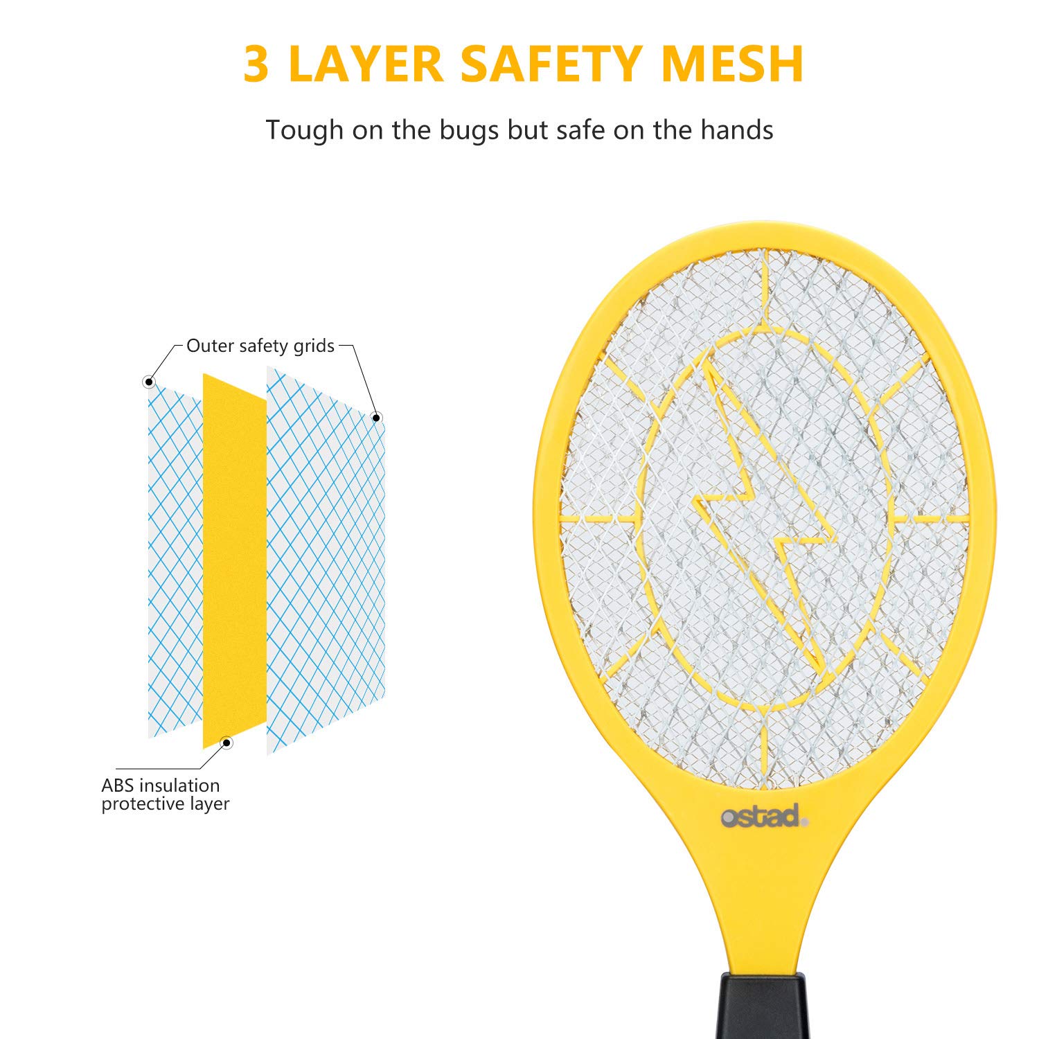 Electric Fly Swatter Racket - Indoor Bug Zapper for Home, Mosquito Killer, Fly Zapper, Pest Control, Gnat Killer, Bug Catcher, Insect Killer - Outdoor & Indoor Use 2-Pack