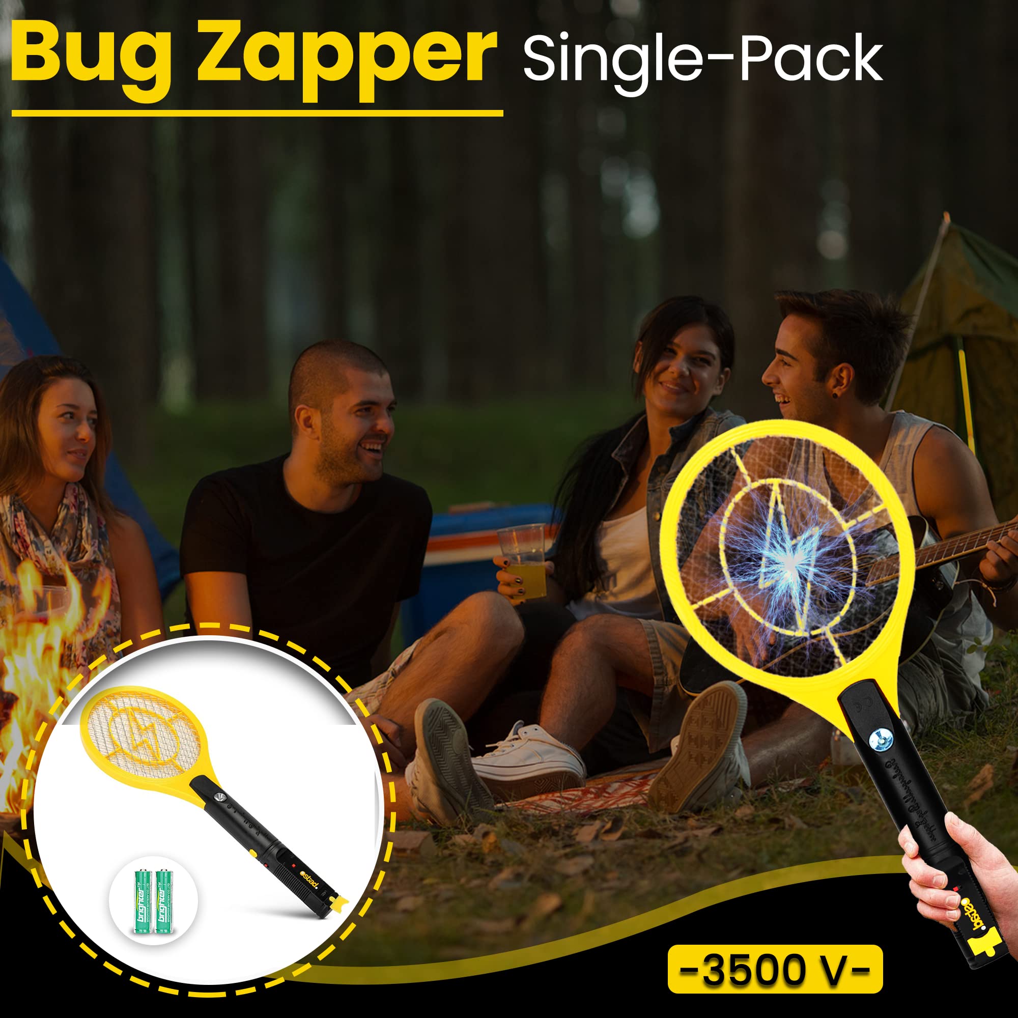 Electric Fly Swatter Racket - Indoor Bug Zapper for Home, Mosquito Killer, Fly Zapper, Pest Control, Gnat Killer, Bug Catcher, Insect Killer - Outdoor & Indoor Use 2-Pack