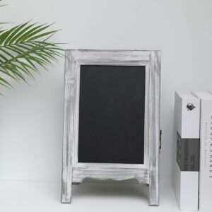 15 inch Mini Tabletop Wooden A-Frame Double-Sided Slate Chalkboard Sign Easel for Business (Gray)