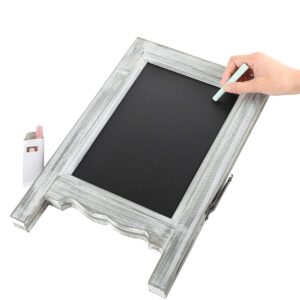 15 inch Mini Tabletop Wooden A-Frame Double-Sided Slate Chalkboard Sign Easel for Business (Gray)