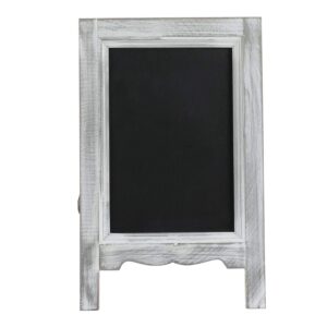 15 inch Mini Tabletop Wooden A-Frame Double-Sided Slate Chalkboard Sign Easel for Business (Gray)