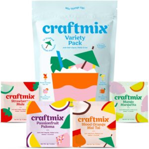 craftmix variety pack, makes 12 drinks, skinny cocktail mixers, mocktails non-alcoholic drinks - made with real fruit - vegan low-carb, low-sugar, non-gmo, dairy free, gluten free, easy to mix