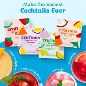 Craftmix Variety Pack, Makes 12 Drinks, Skinny Cocktail Mixers, Mocktails Non-Alcoholic Drinks - Made With Real Fruit - Vegan Low-Carb, Low-Sugar, Non-GMO, Dairy Free, Gluten Free, Easy to Mix