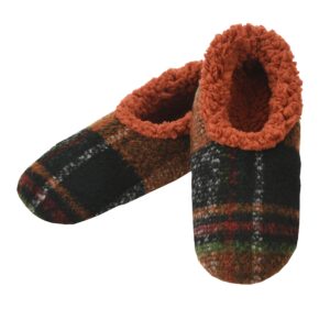 snoozies mens slippers - slippers for men - house slippers for men - men's slippers - mens house slippers - plaids of bold - rust - large