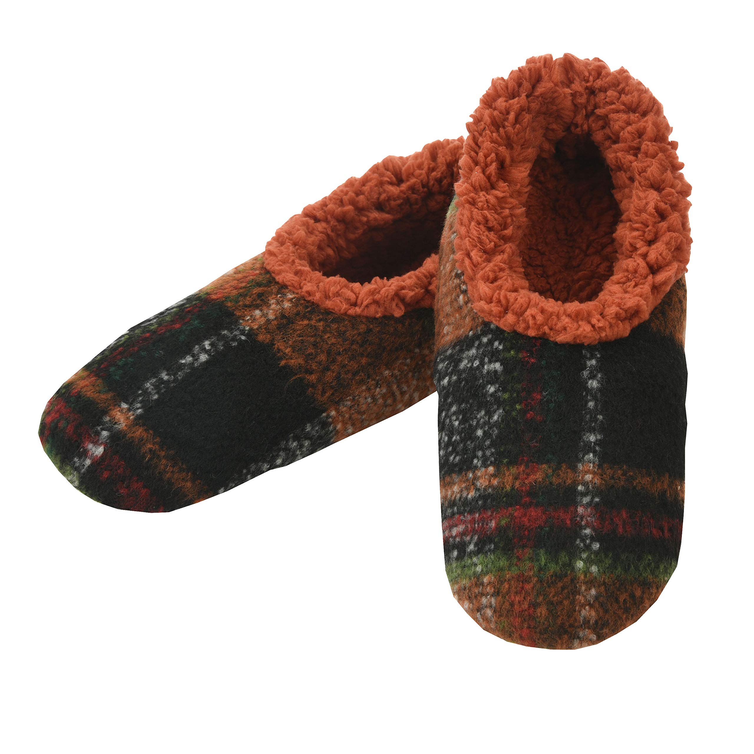 Snoozies Mens Slippers - Slippers for Men - House Slippers for Men - Men's Slippers - Mens House Slippers - Plaids of Bold - Rust - Large