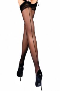 mila marutti women's thigh high stockings sheer pantyhose for garter belt nylons back seamed - black, s
