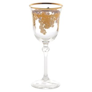 lorren home trends royal set of 4 embellished 24k gold crystal white wine goblets-made in italy, one size, clear