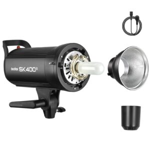 godox sk400ii studio strobe 400w, 2.4g wireless x system gn65 5600k monolight with bowens mount 150w modeling lamp, outstanding output stability, anti-preflash