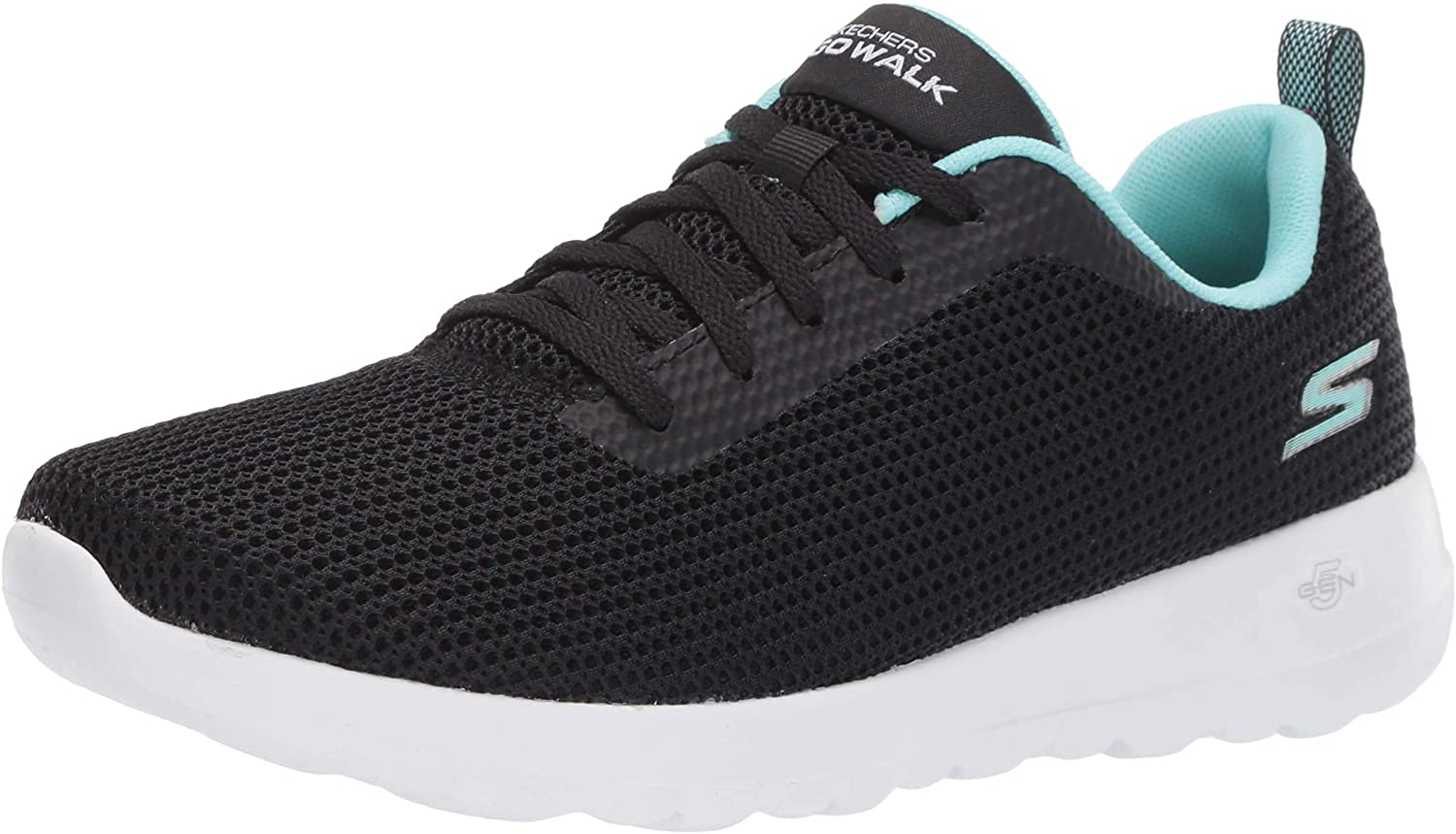 Skechers Women's Go Walk Joy Upturn Sneaker, Black/Aqua, 8