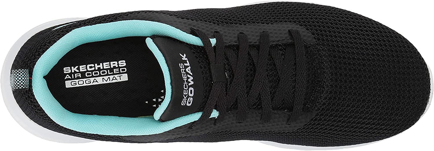 Skechers Women's Go Walk Joy Upturn Sneaker, Black/Aqua, 8