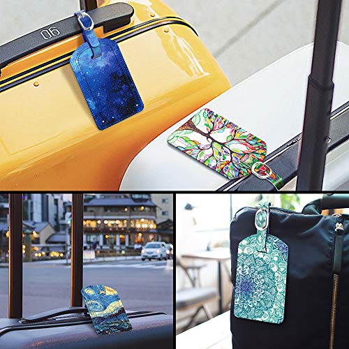 2 Pack Luggage Tags, Fintie Leather Name ID Labels with Privacy Cover for Travel Bag Suitcase
