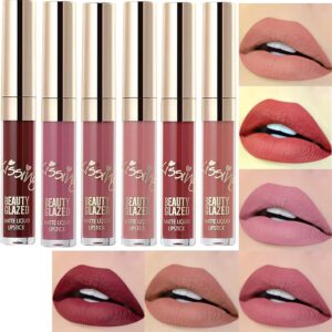 MYUANGO Set of 6 Matte Liquid Lipsticks -Vegan, Long Lasting, Waterproof, Non-Stick Finish for Women and Girl