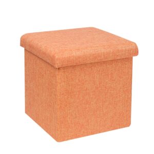 b fsobeiialeo storage ottoman cube, linen small foot seat,for living room, bedroom, home office, dorm storage footrest orange 11.8"x11.8"x11.8"