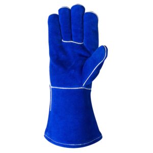 Wells Lamont Blue Lined Leather Welding Gloves, Medium 1056