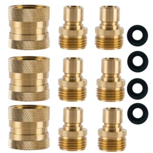 garden hose quick connect brass hose quick connectors water hose connector 3/4"gth (3 female coupler+ 6 male nipples)