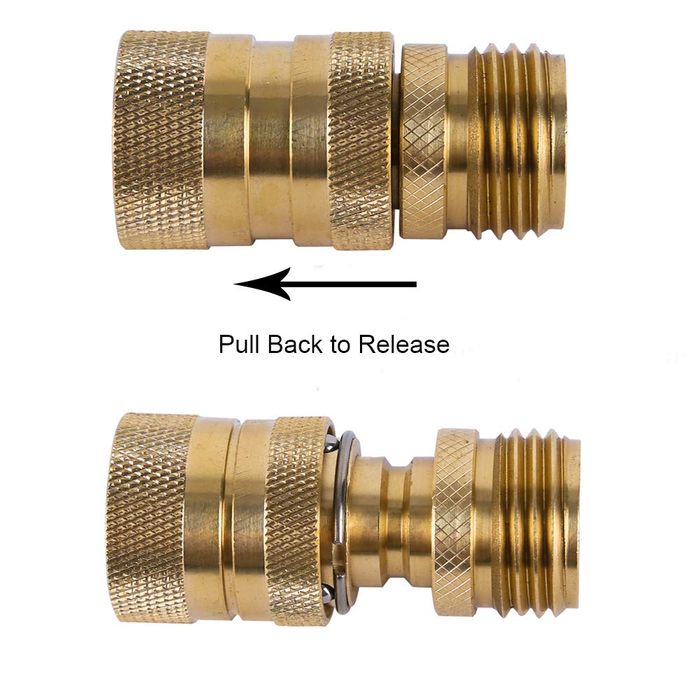 Garden Hose Quick Connect Brass Hose Quick Connectors Water Hose Connector 3/4"GTH (3 Female Coupler+ 6 Male Nipples)