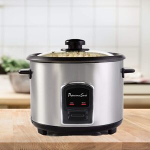 Professional Series 6-Cup Rice Cooker with Glass Lid Stainless Steel