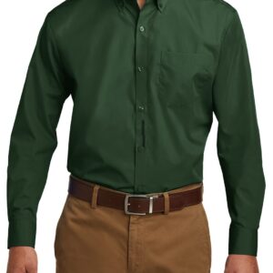 Men's Long Sleeve Professional Uniform Carefree Poplin Shirt Deep Forest Green Large