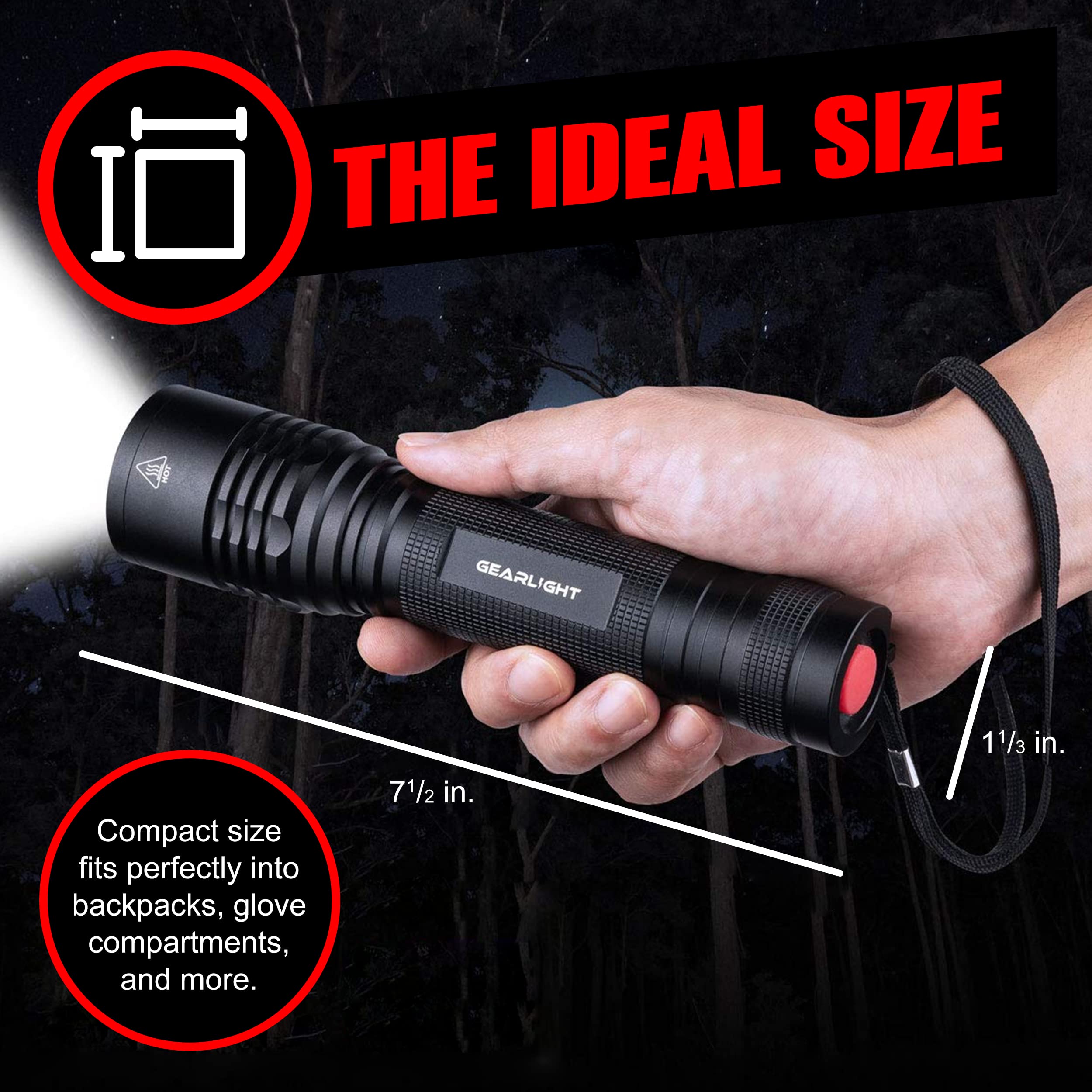 GearLight S2000 LED Flashlight High Lumens - Super Bright, Powerful, Mid-Size Tactical Flashlight for Outdoor Activity & Emergency Use