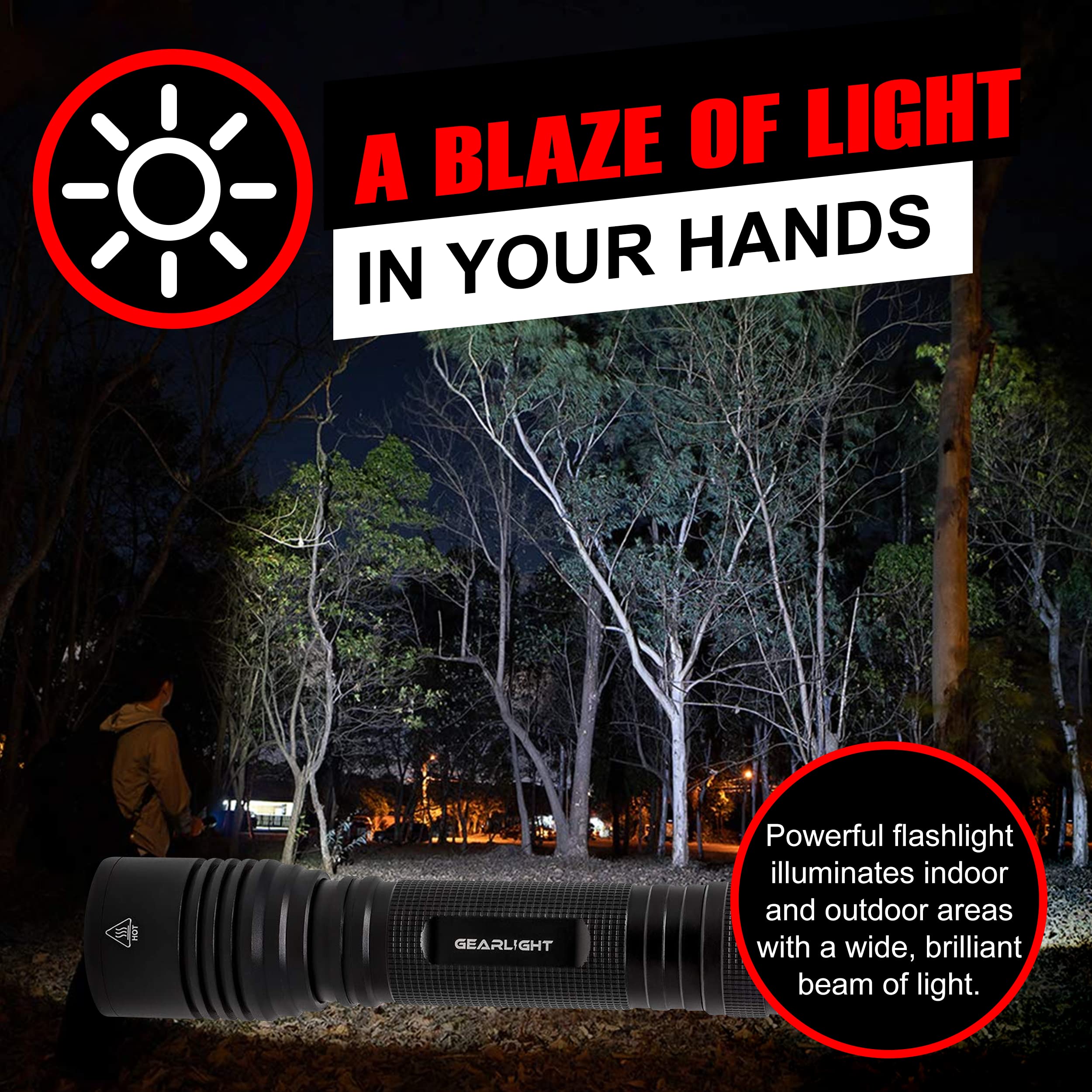 GearLight S2000 LED Flashlight High Lumens - Super Bright, Powerful, Mid-Size Tactical Flashlight for Outdoor Activity & Emergency Use