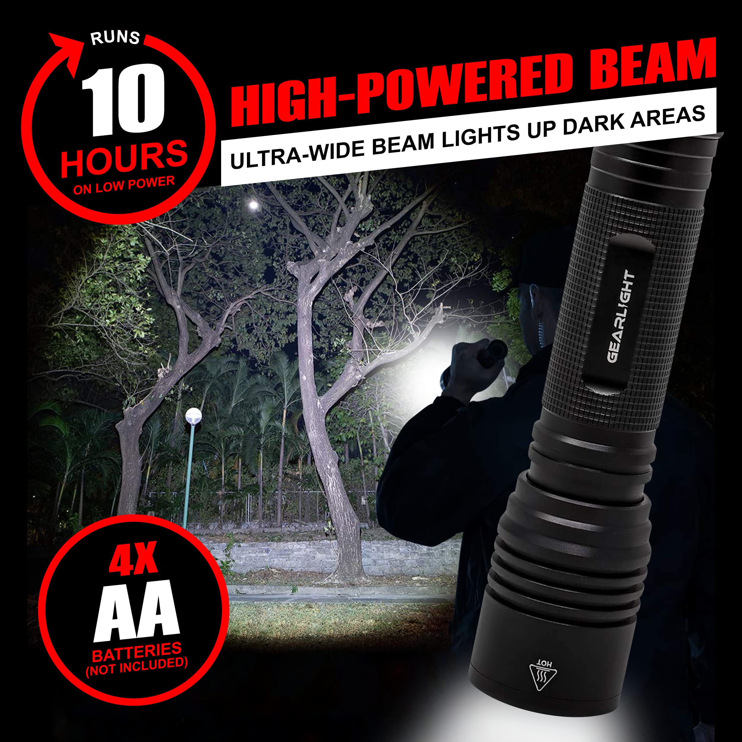 GearLight S2000 LED Flashlight High Lumens - Super Bright, Powerful, Mid-Size Tactical Flashlight for Outdoor Activity & Emergency Use