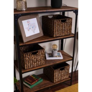 BIRDROCK HOME Storage Shelf Organizer Baskets with Handles - Set of 3 - Seagrass Wicker Basket - Pantry Living Room Office-Bathroom Shelves Organization - Under Shelf Basket - Handwoven (Natural)