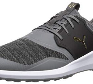 Puma Golf Men's Ignite Nxt Lace Golf Shoe, Quiet Shade-Puma Team Gold-Puma Black, 10.5 M US