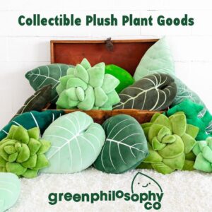 Green Philosophy Co. Plush Leaf Pillow - 3D Accent Succulent Leaf Throw Pillow for Couch Sofa Living Room Home Decor for Plant Lovers, Garden Lovers, Green Thumb Family & Friends