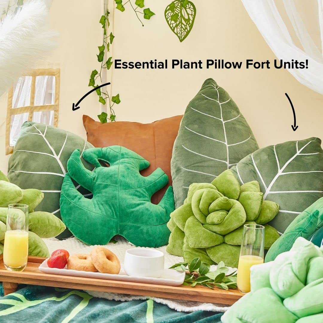 Green Philosophy Co. Plush Leaf Pillow - 3D Accent Succulent Leaf Throw Pillow for Couch Sofa Living Room Home Decor for Plant Lovers, Garden Lovers, Green Thumb Family & Friends