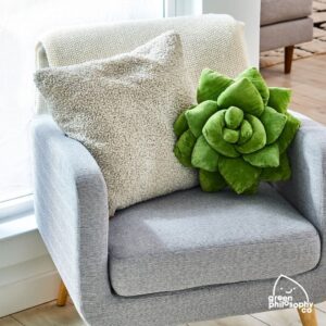 Green Philosophy Co. Plush Leaf Pillow - 3D Accent Succulent Leaf Throw Pillow for Couch Sofa Living Room Home Decor for Plant Lovers, Garden Lovers, Green Thumb Family & Friends