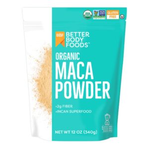 betterbody foods organic maca powder, non-gmo & gluten-free, 12 ounce