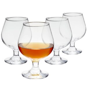 juvale set of 4 brandy snifter glasses for whiskey, short stem wine glass set for bourbon, cognac, brandy (13oz)