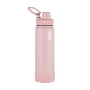 takeya actives 24 oz vacuum insulated stainless steel water bottle with spout lid, premium quality, blush