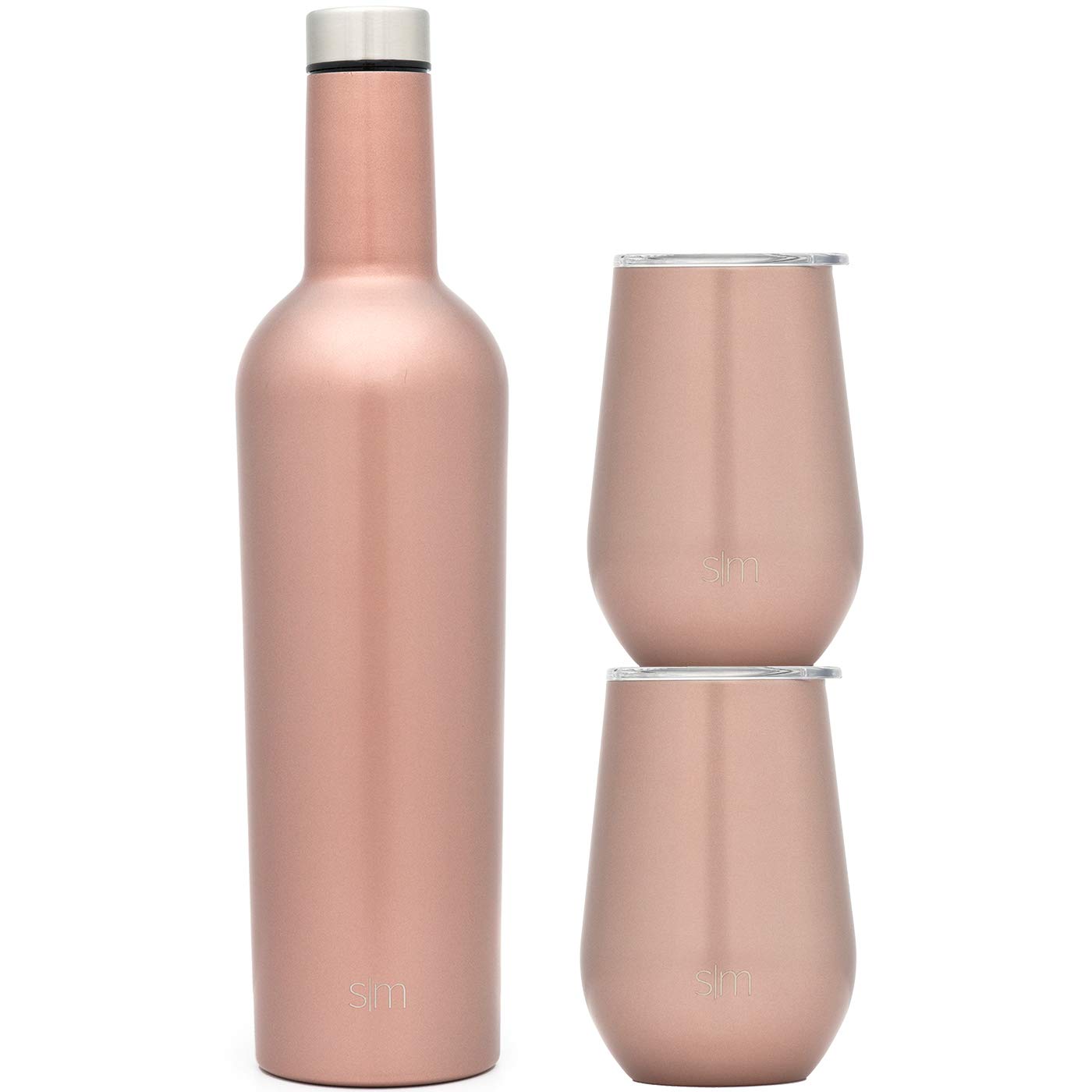 Simple Modern Wine Tumbler & Bottle Bundle | Two 12oz Insulated Wine Tumbler and One 25oz Bottle | Gifts for Women Men Her Him | Spirit Collection | Rose Gold