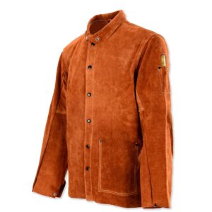 qeelink leather welding work jacket flame-resistant heavy duty split cowhide leather (x-large)