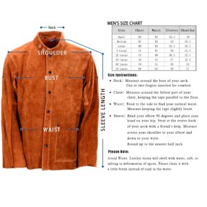 QeeLink Leather Welding Work Jacket Flame-Resistant Heavy Duty Split Cowhide Leather (X-Large)