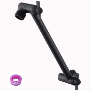 8 inch shower head extension arm matte black.solid brass adjustable shower arm extension. lower or raise any rain or handheld showerhead to your height & angle – universal connection