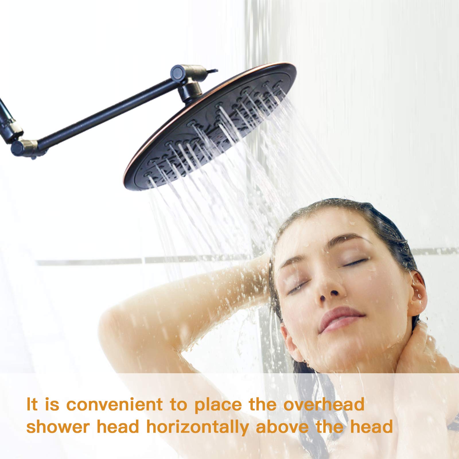 8 Inch Shower Head Extension Arm Matte Black.Solid Brass Adjustable Shower Arm Extension. Lower Or Raise Any Rain Or Handheld Showerhead To Your Height & Angle – Universal Connection