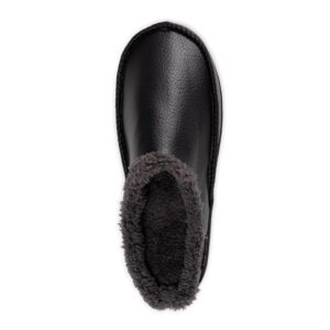 MUK LUKS Men's Faux Leather Clog Slipper, Black, 12-13