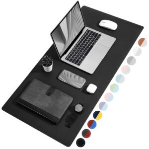 towwi dual sided desk pad, large desk mat, waterproof desk blotter protector mouse pad, leather desk pad large for keyboard and mouse (36" x 17", black)