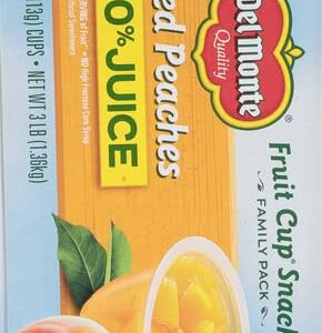 DEL MONTE Diced Peaches FRUIT CUP Snacks in 100% Fruit Juice, 12 Pack, 4 oz