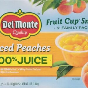 DEL MONTE Diced Peaches FRUIT CUP Snacks in 100% Fruit Juice, 12 Pack, 4 oz