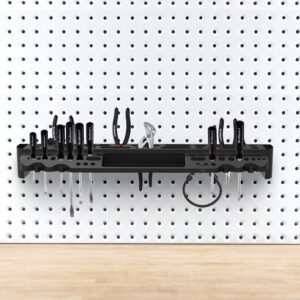 Tool Storage Shelf Wall Mount Utility Shelf Organizer Rack Has 61 Slots, 4 Hooks, 2 Compartments Garage Shelving and Tool Organizers by Stalwart