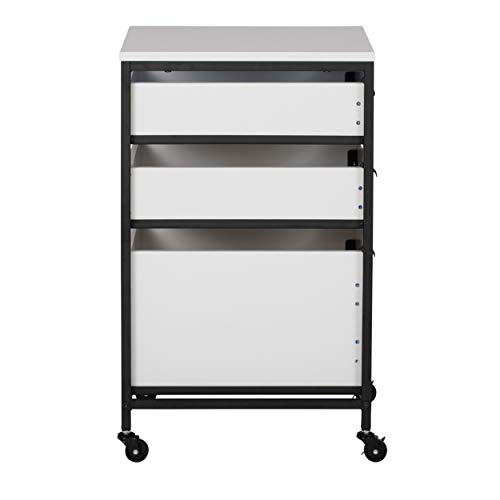 Sew Ready Charcoal/White 27" H 3-Drawer Mobile Storage Organizer Cart for Bathroom, Kitchen, Crafts, Home Office or Laundry Rooms
