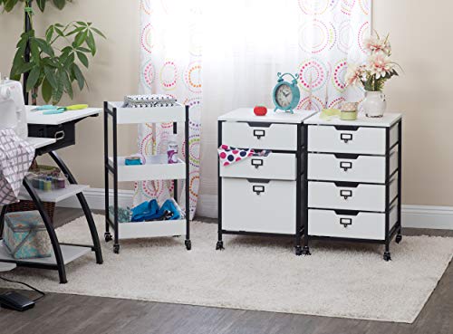 Sew Ready Charcoal/White 27" H 3-Drawer Mobile Storage Organizer Cart for Bathroom, Kitchen, Crafts, Home Office or Laundry Rooms