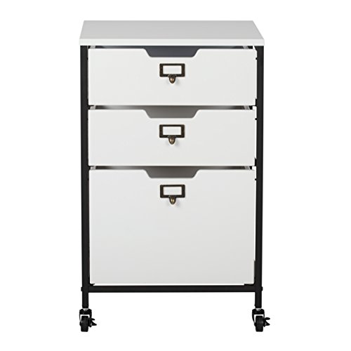 Sew Ready Charcoal/White 27" H 3-Drawer Mobile Storage Organizer Cart for Bathroom, Kitchen, Crafts, Home Office or Laundry Rooms