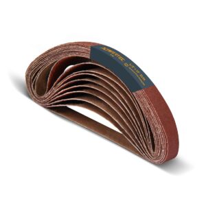 powertec 1/2 x 18 inch sanding belts, 20pk, 40 grit aluminum oxide belt sander sanding belt for air file belt sander, woodworking, metal polishing (401804)