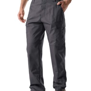 CQR Men's Tactical Pants, Military Combat BDU/ACU Cargo Pants, Water Resistant Ripstop Work Pants, Hiking Outdoor Apparel, Brigade Pants Charcoal, Medium Long