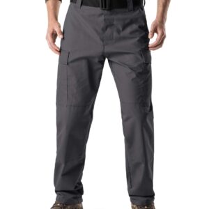 CQR Men's Tactical Pants, Military Combat BDU/ACU Cargo Pants, Water Resistant Ripstop Work Pants, Hiking Outdoor Apparel, Brigade Pants Charcoal, Medium Long